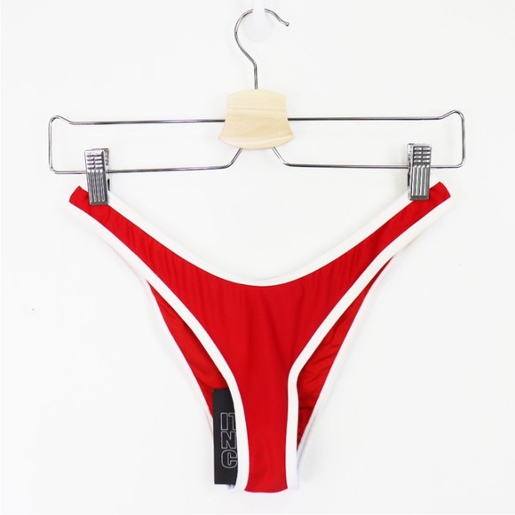 NWT It’s Now Cool 90s Duo Bikini Bottom Swim Bathing Suit | Red White Contrast M - Picture 3 of 7